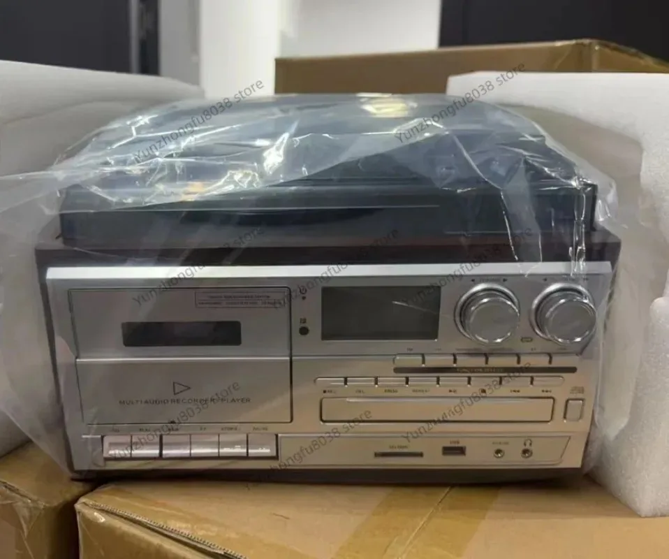 Vintage Multi-function Turntable Record Player, 3-Speed Phonograph with Built-in AM FM Radio, CD Player & Cassette Tape Deck view 4