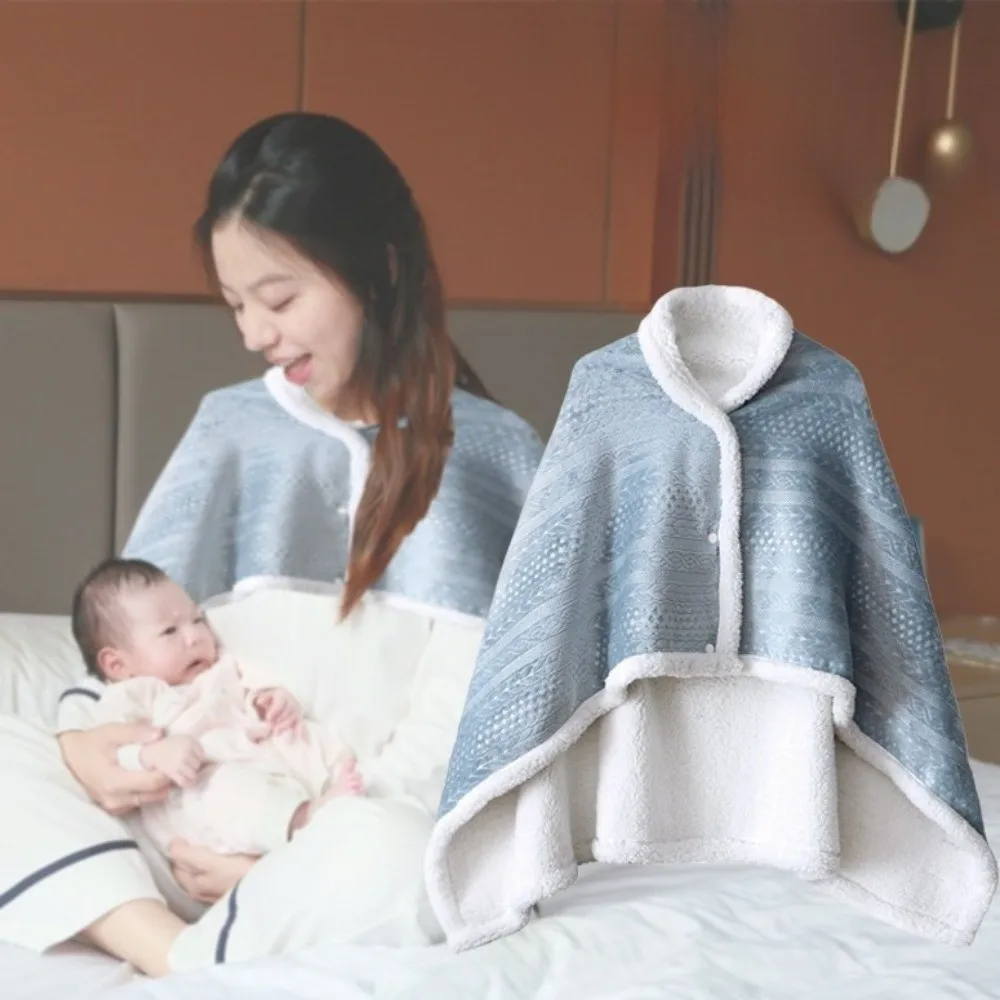 

Retro Double Layered Flannel Blanket Shawl Warm Thicken Warm Shawl Wrap Cape Women Scarf Winter