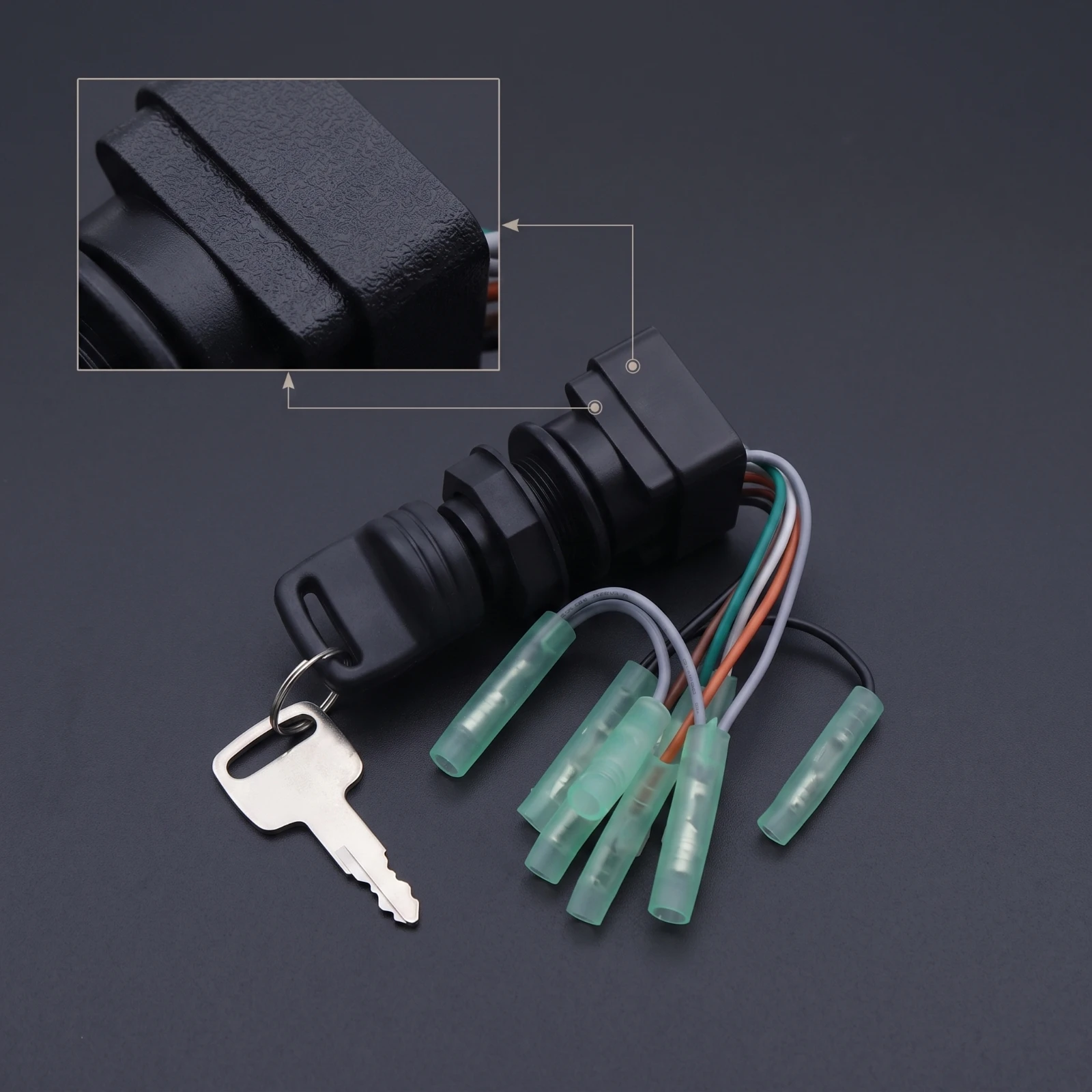 Outboard Motor Start Switch Wired Boat Ignition Switch with Key Compact Single Engine