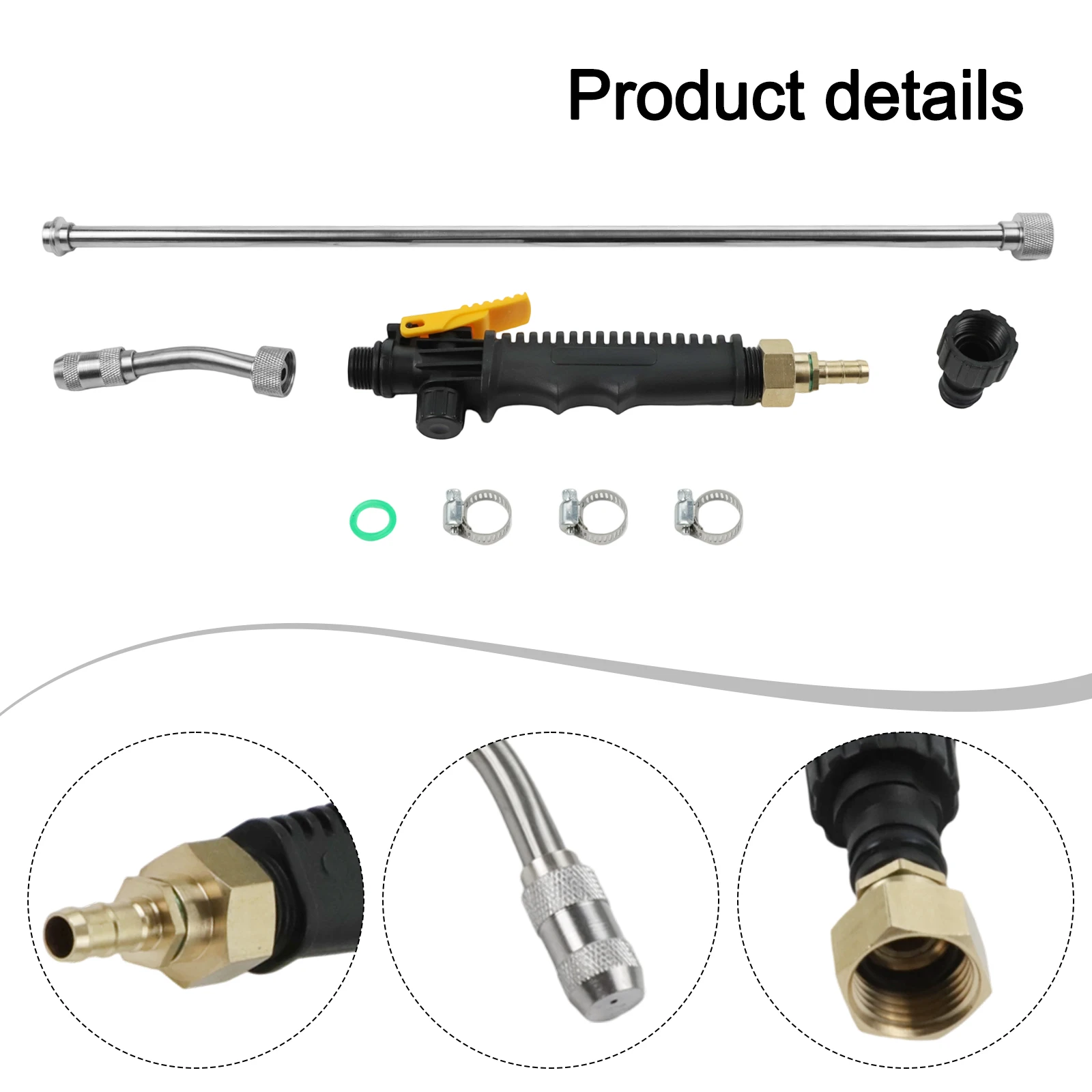 Pulverizador portátil de aço inoxidável, lavadora de alta pressão, para lavagem de veículos de jardim, rega de jardim, peças de reposição