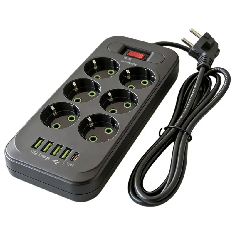 

A27F-11 In 1 EU Plug Power Strip Surge Protector Master Switch