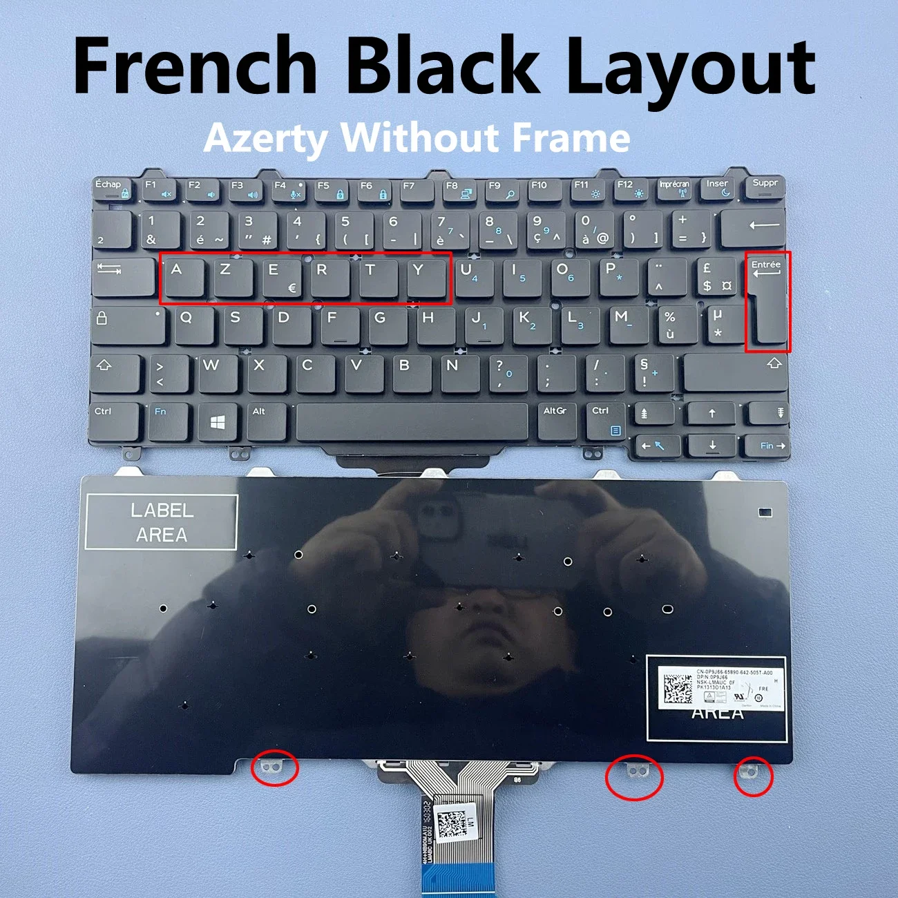 

French Azerty Black Laptop Keyboard For Dell Latitude E5270 E7270 Series DPN 0P9J66,NSK-LMAUC 0F FR Layout