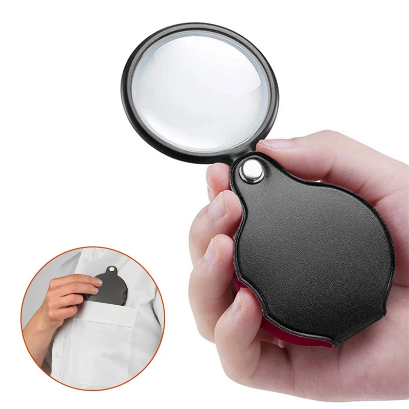 Portátil Dobrável 10x Lupa Lente de Lupa Mini Bolso Jóias Óculos de Leitura para Idosos 50 60 70 mm