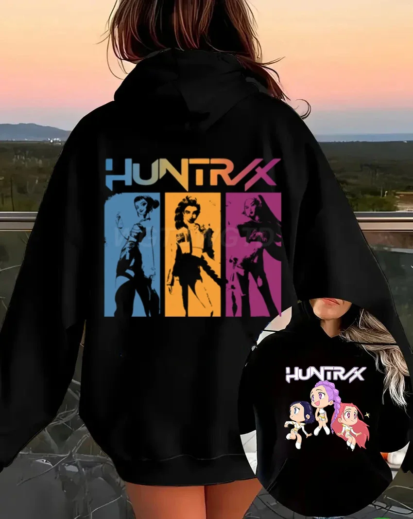 KPop デーモンハンターズパーカー原宿プルオーバートップス女性スウェット 2025 新しい映画プリント長袖ファッション女性ストリートウェア