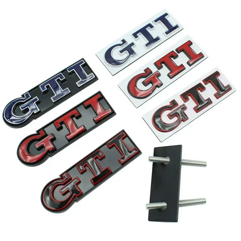 Metal GTI Logo Car Front Grille Emblem Badge for Volkswagen Polo Caddy Golf 4 5 6 8 Jetta Tiguan Touran Passat T-Roc MK3 MK4 MK5