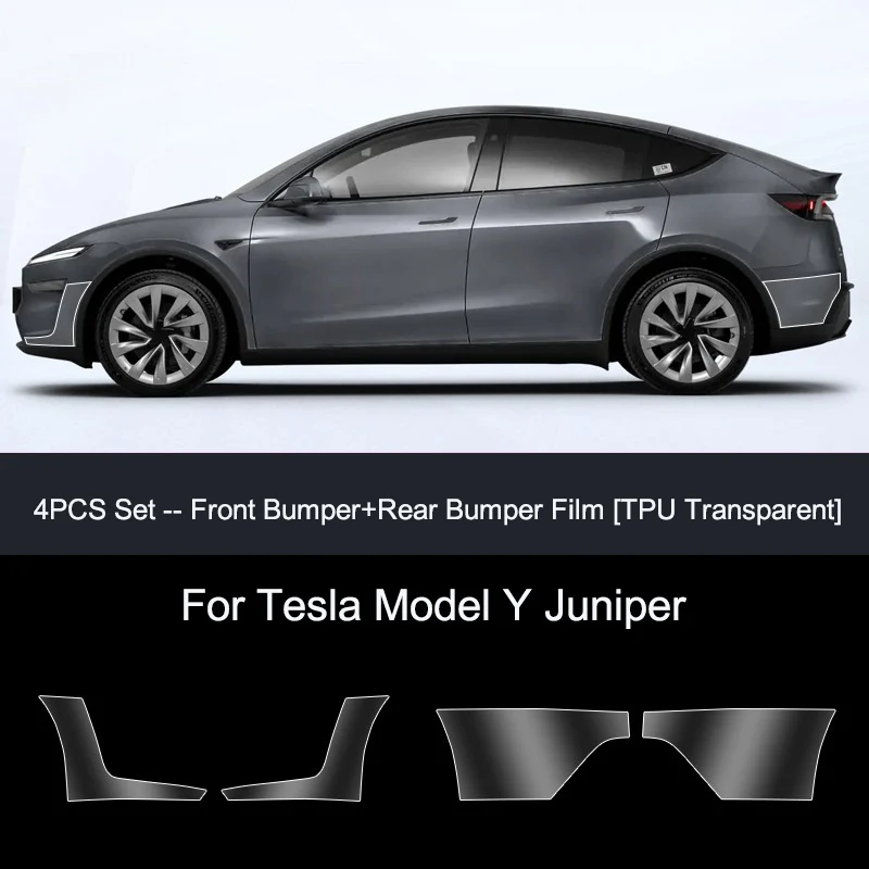 Car New Invisible Protective Film for Tesla Model Y Juniper Front Bumper Protective Film TPU Rear Bumper Transparent Film