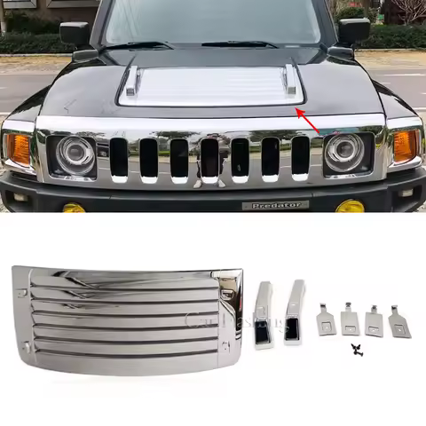 Chrome Hood Vent For HUMMER H3 H3T 2006 2007 2008 2009 2010 Chrome Hood Deck Vent Panel Handle Covers Trim
