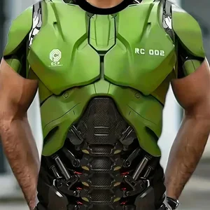 T -Shirt Mecha Herren -Rüstung, Kurzarm -Extragrade, 3D -Druck, Street Fashion, Herren t -Shirt, lässige Tops mit Hals, großer Größe, 6xl, neu, Sommer 10 Hauptverkaufshemdrüstung - №3