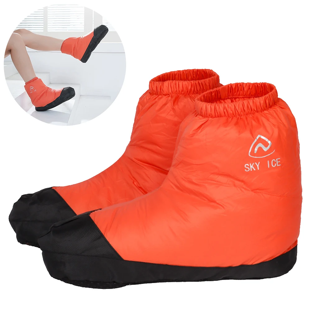 Winter Down Booties Ultralight Warm Tent Footwear Windproof Waterproof for Winter Outdoor Camping Hiking