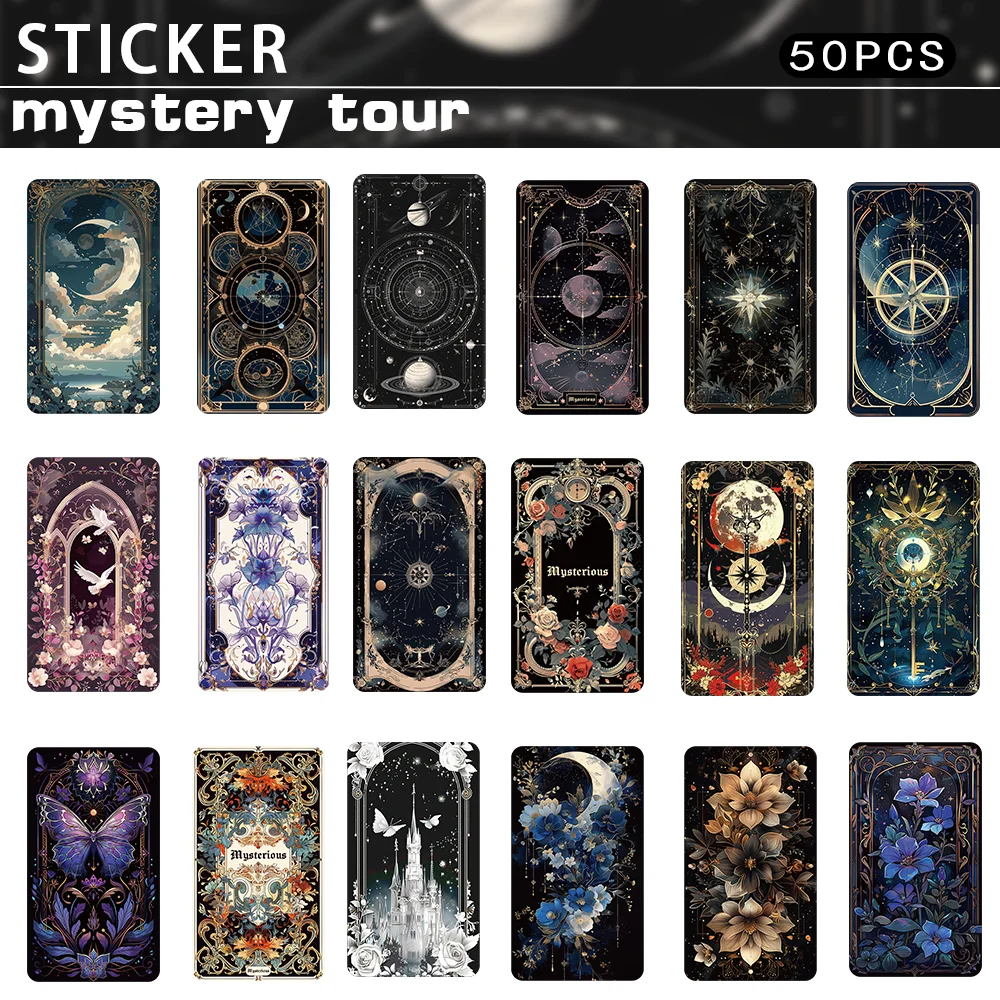 50pcs Baroque Wind sticker Mystery Tour decorated suitcase Laptop desktop DIY skateboard guitar helmet PVC waterproof sticker