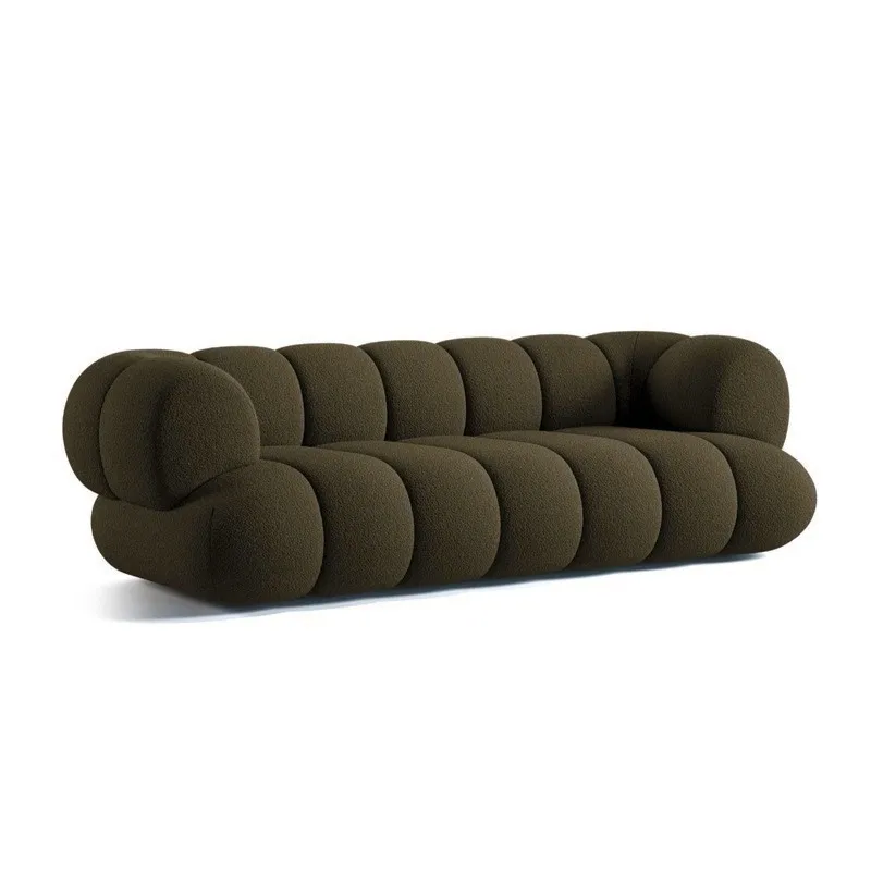 

Cream wind marshmallow sofa Internet celebrity creative designer Modern minimalist living room Lamb wool fabric sofa