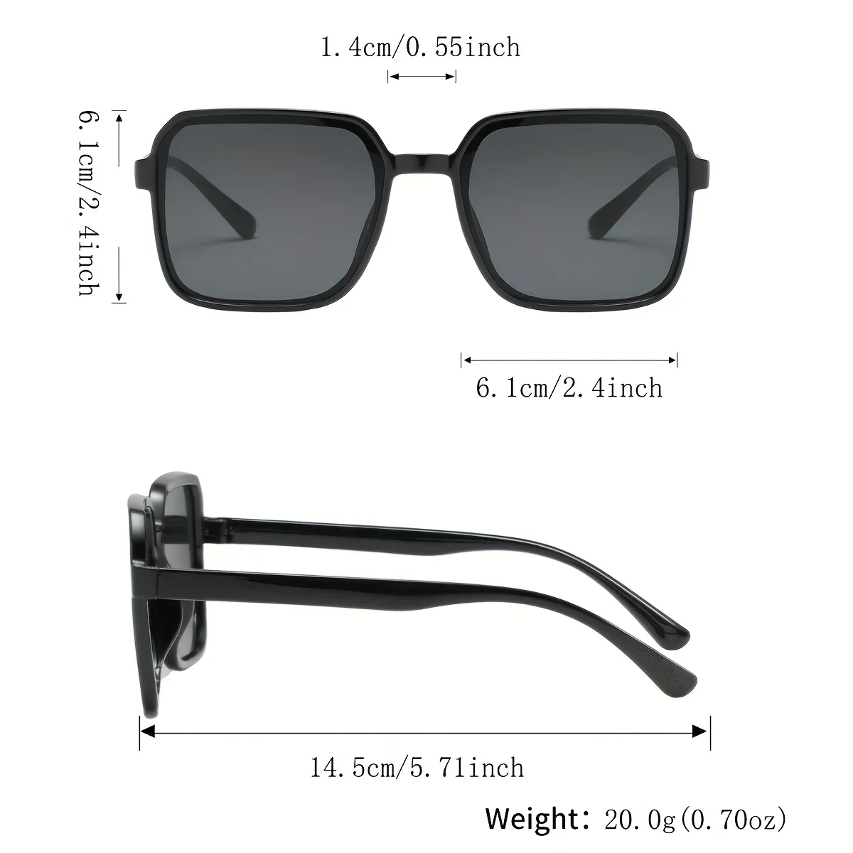 Oversized Plastic Square Glasses Set — product information 8