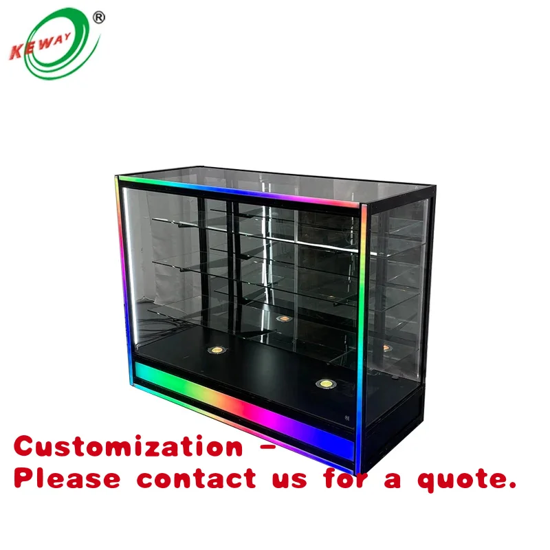 

Customize.2025 Modern Glass Display Cabinet Multi-Color LED Lights Retail Shops Glass Showcase