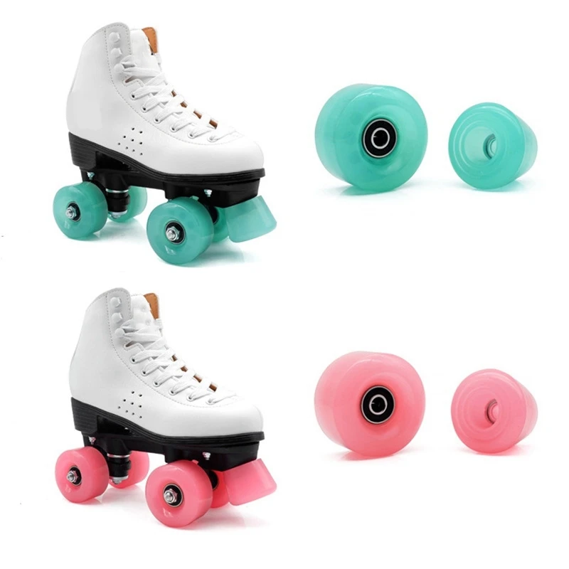 Top!-Roller Skate Wheels With Bearings And Toe Stoppers Roller Skate Brake Block Durable 82A Skateboard Wheels Parts