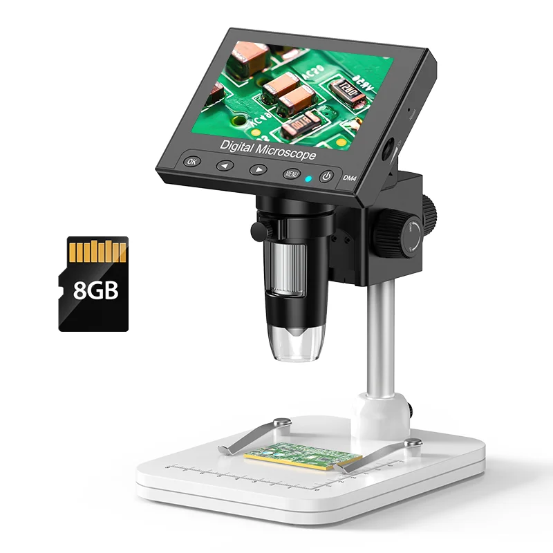 

Hayve DM4 Digital Microscope with 4.3 inch IPS Screen 1000X Coin Microscope with 8 LEDs, Compatible with Windows 8GB including