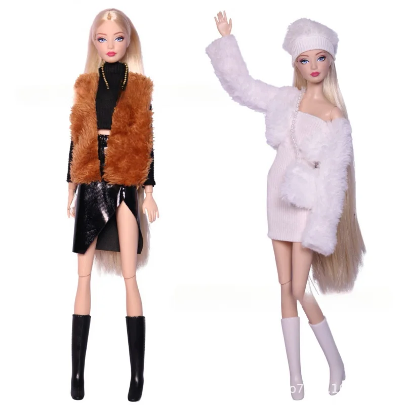 Handmade เสื้อขนสัตว์ชุด 11.5 นิ้ว 30 ซม.ตุ๊กตา BJD เสื้อผ้าชุดแต่งหน้าแต่งตัว DIY Dress-Up ของเล่นของขวัญตุ๊กตาอุปกรณ์เสริม