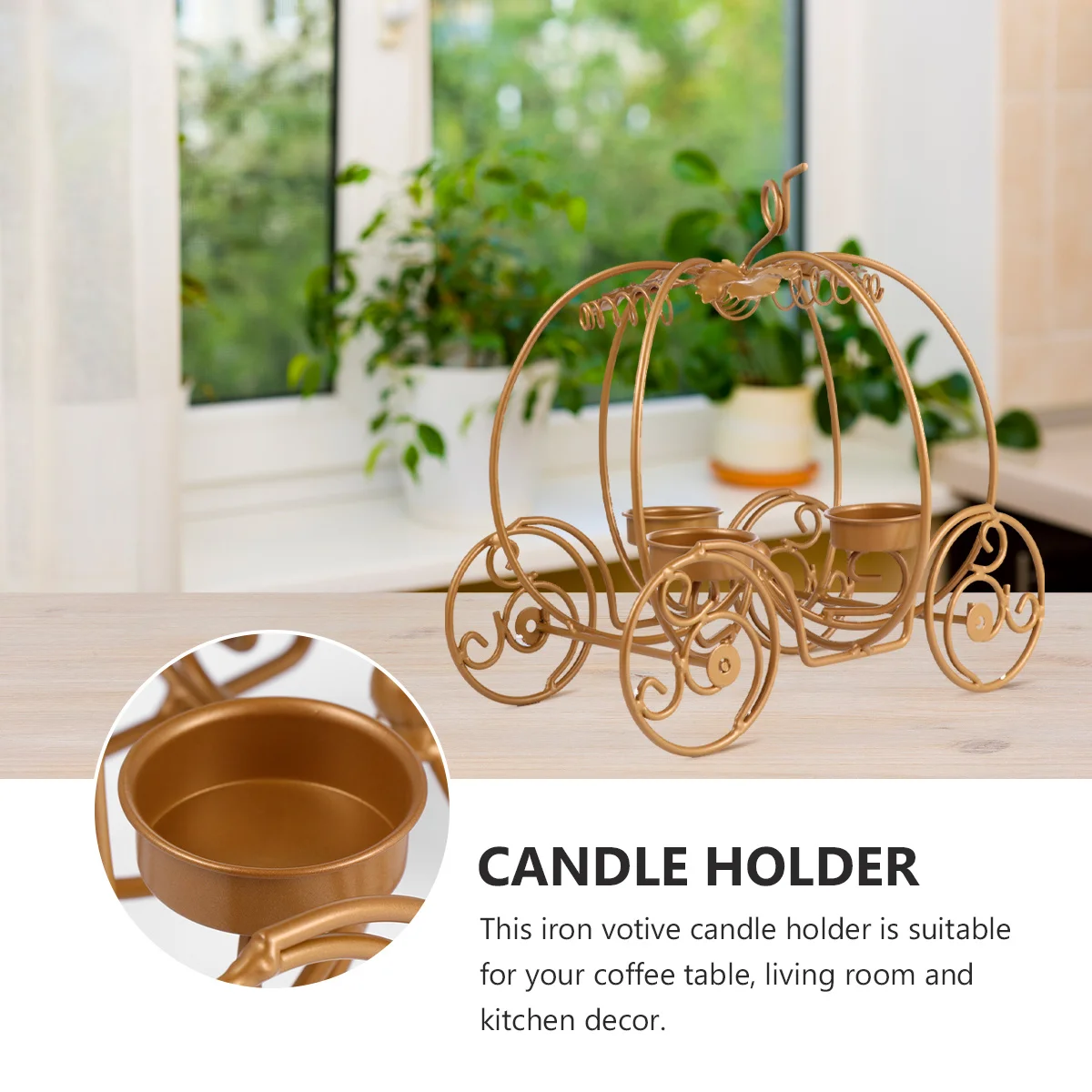 

Pumpkin Carriage Holder Golden Iron Votive Stand For Halloween Decor Desktop Decoration Scented Holders Iron Stand