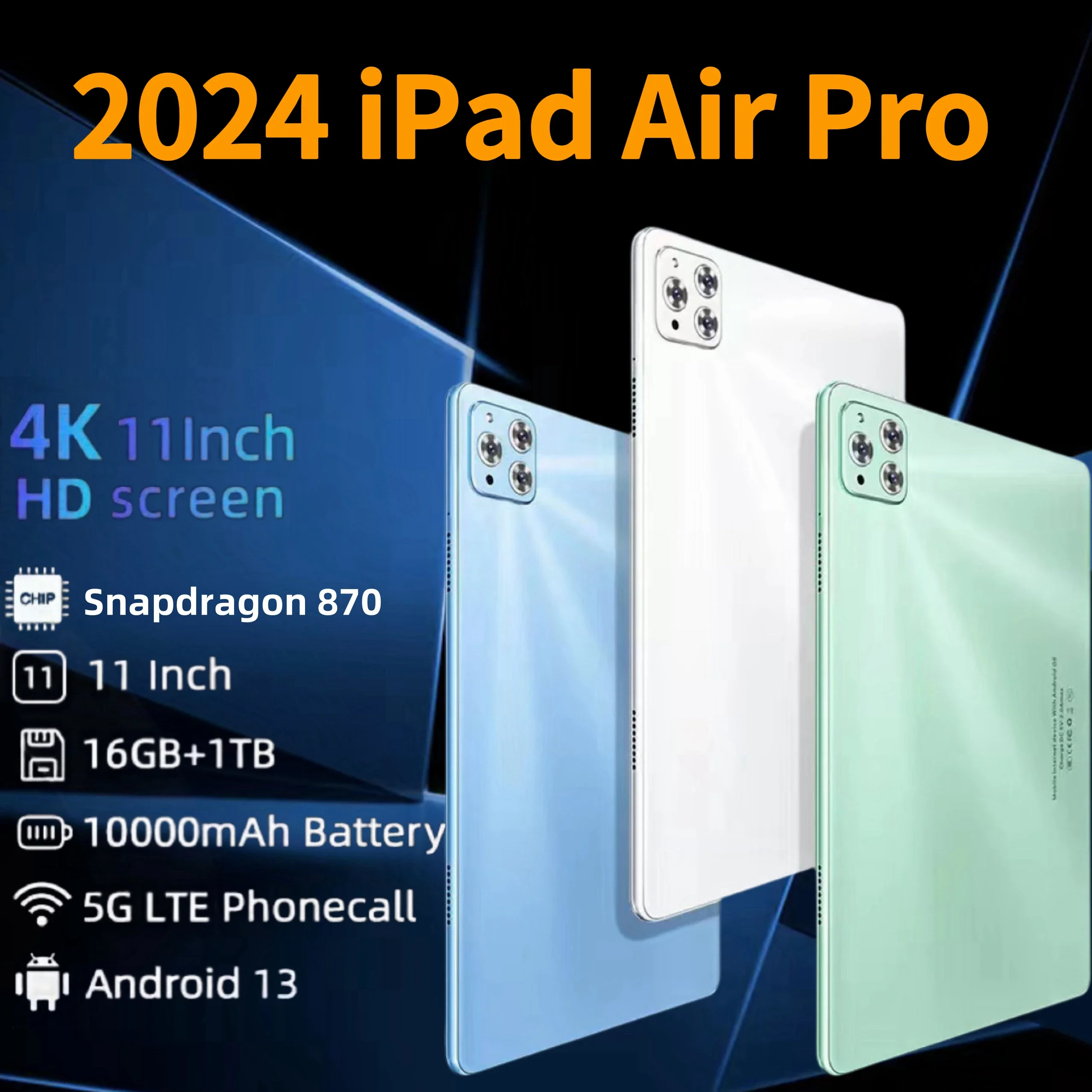 

2024 Original Global Version X95 Tablet Snapdragon 888 Android 13 HD 4K Tablet PC 16GB+512GB 5G Dual SIM Card WIFI Mi Tab