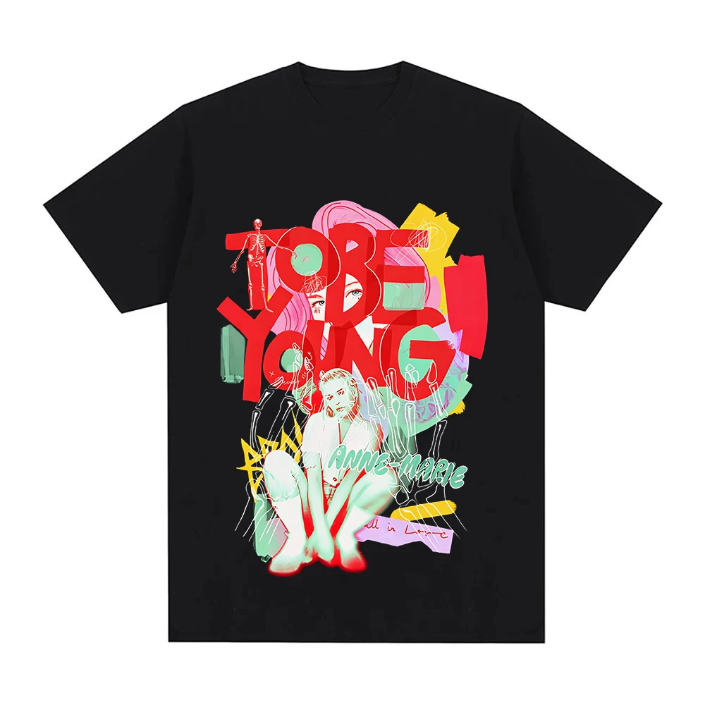 Camiseta Anne-Marie com estampa gráfica, camisetas confortáveis ​​de algodão com gola redonda, camisetas femininas/masculinas, roupas de verão de manga curta