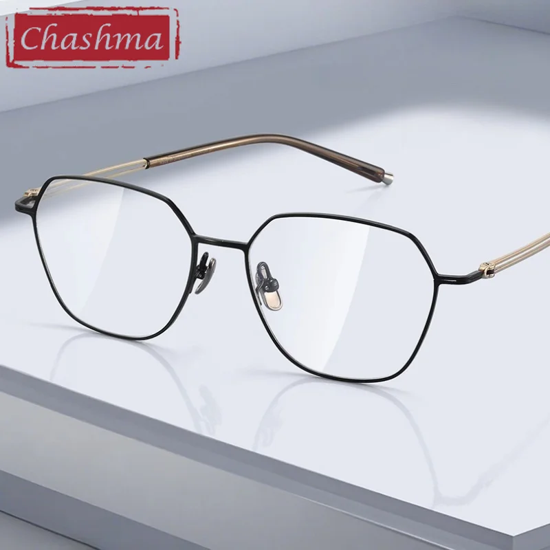 

Chashma Prescription Glasses Men Eyeglasses Frames Pure Titanium Hexagon Elegant Optical Eyewear Recipe Lenses Women Spectacles