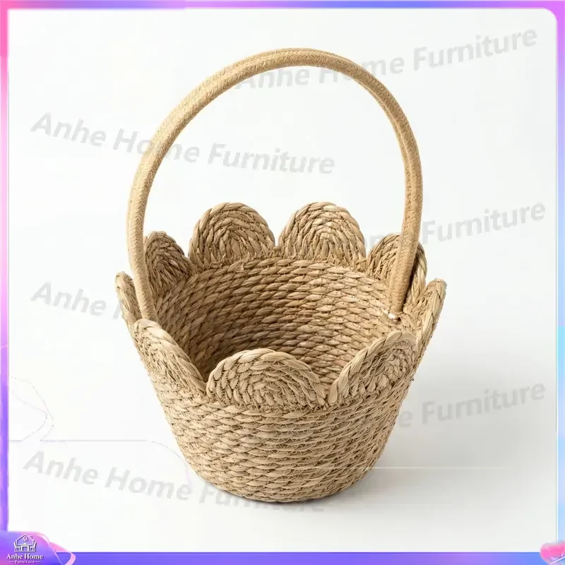 Hand Woven Natural Rattan Pet Bed Cat Dog House Wavy Edge Basket Portable Pastoral Style Home Decor Kennel Cave Nest Supplies