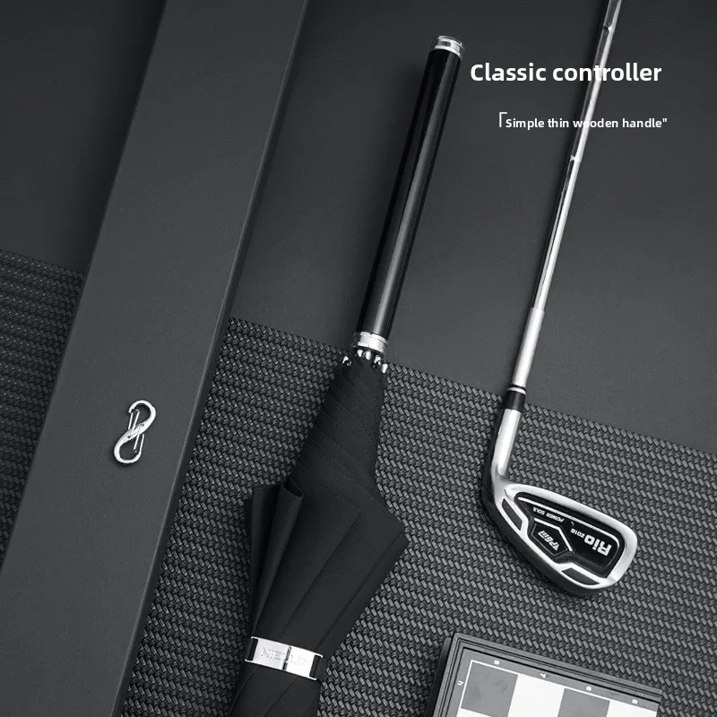 Minimalist Zinc Alloy Handle Straight Umbrellas Windproof Auto Open Rain Sun Parasol Light Luxury Business 115cm Travel Umbrella
