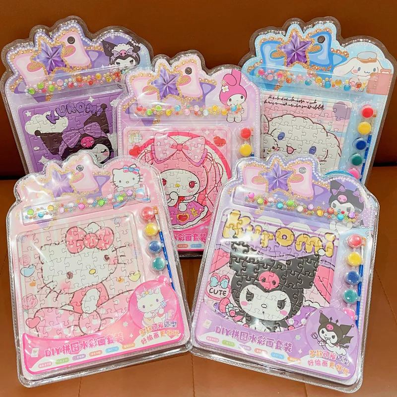 

Sanrio Kuromi Handbook Sticker Girls Children Gift Creative Small Gift Sanrio Melody DIY Coloring Puzzle