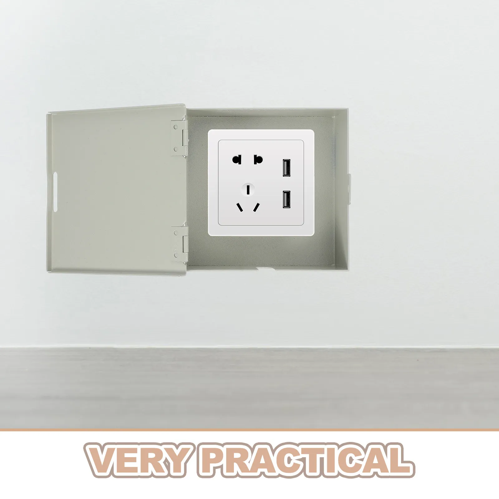 Metal Lockbox Lockable Wall Socket Cover 4.8x4.7x2.8 Recessed Electrical Outlet Protector Heavy Duty Socket Case
