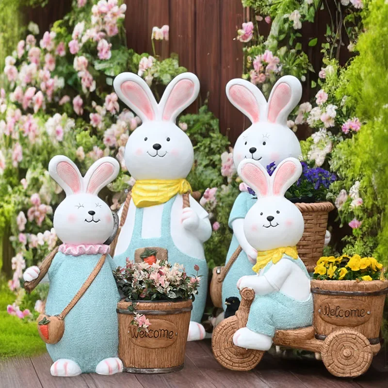 

Garden Courtyard Ornaments Creative Rabbit Outdoor Decor Animal Flowerpot Kindergarten Plant Statues And Sculptures