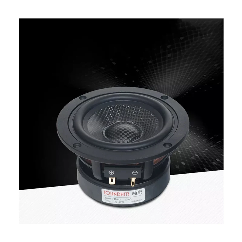 4 Inch Carbon Fiber Mid-woofer Speaker Unit 20-40W Home Theater Car Audio LoudSpeaker Upgrade High-power HIFI Sound Speaker