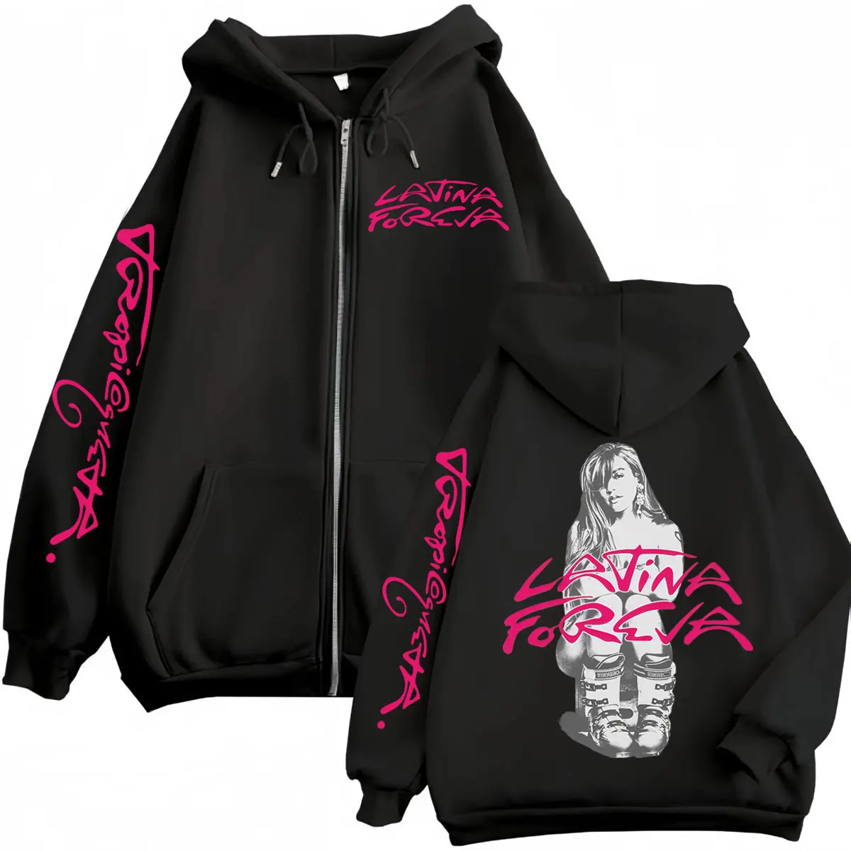 

Karol G Tropicoqueta Album Song Latina Foreva Zipper Hoodies Fashion Aesthetic Zip Up Pullovers Men Women Clothing Sweatshirts