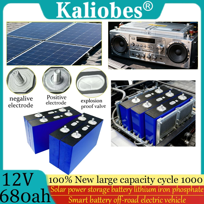 

LiFePO4 аккумулятор класса A, 680 Ач, 10000 циклов, 3,2 В, перезаряжаемый литий-железо-фосфатный элемент, сделай сам, 12 В, 24 В, 48 В, солнечные фургоны для автофургонов, тележки для гольфа