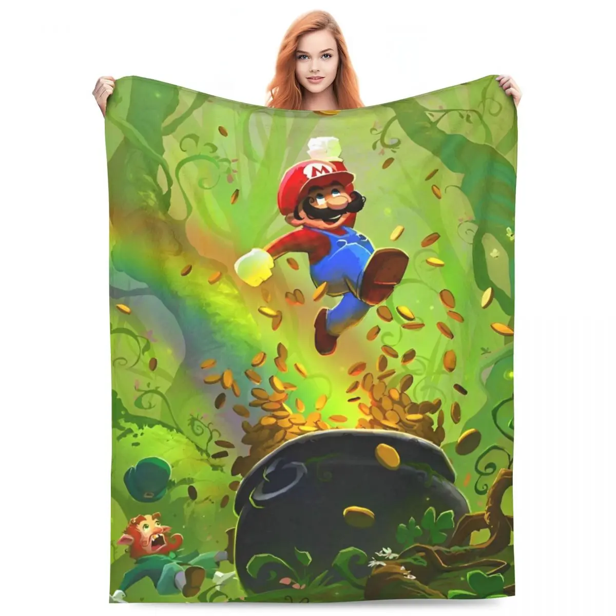 Cartoon M-marioes Super Soft Blanket Travel Office Plush Throw Blanket Pattern Couch Chair Flannel Bedspread Sofa Bed Cover