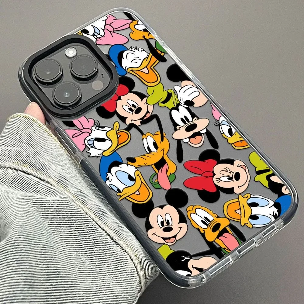 Disney Mickey Minnie Mouse Donald Duck Happy Strap Phone Case For iPhone 16 14 12 13 11 15 Pro Max XR XS MAX 7 8 PLUS MINI Cover