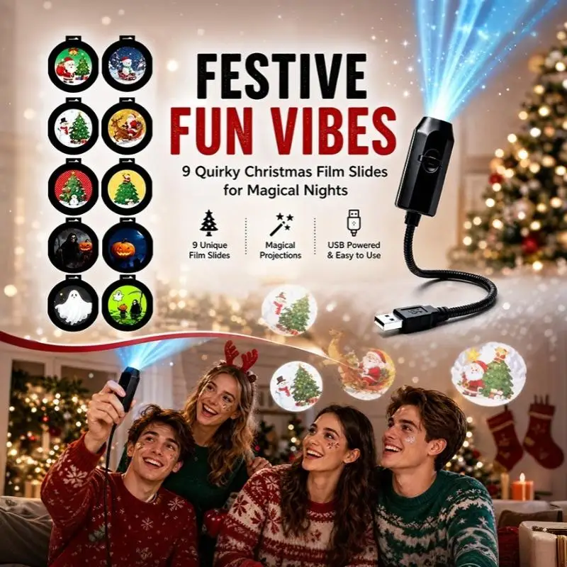 New Portable USB Christmas Halloween Projector Light Multiple Holiday Scene Patterns With For Bedroom Wall Decoration