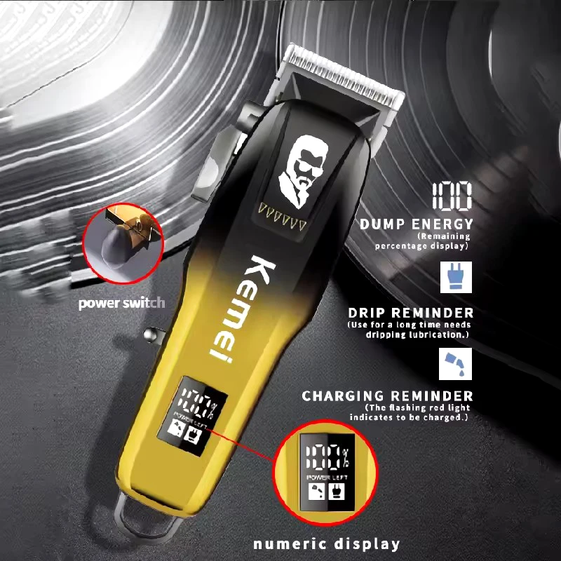 Kemei KM-709A Hair Trimmer Professional Electric Hair Clipper for Men Cordless Trimmers Rechargeable