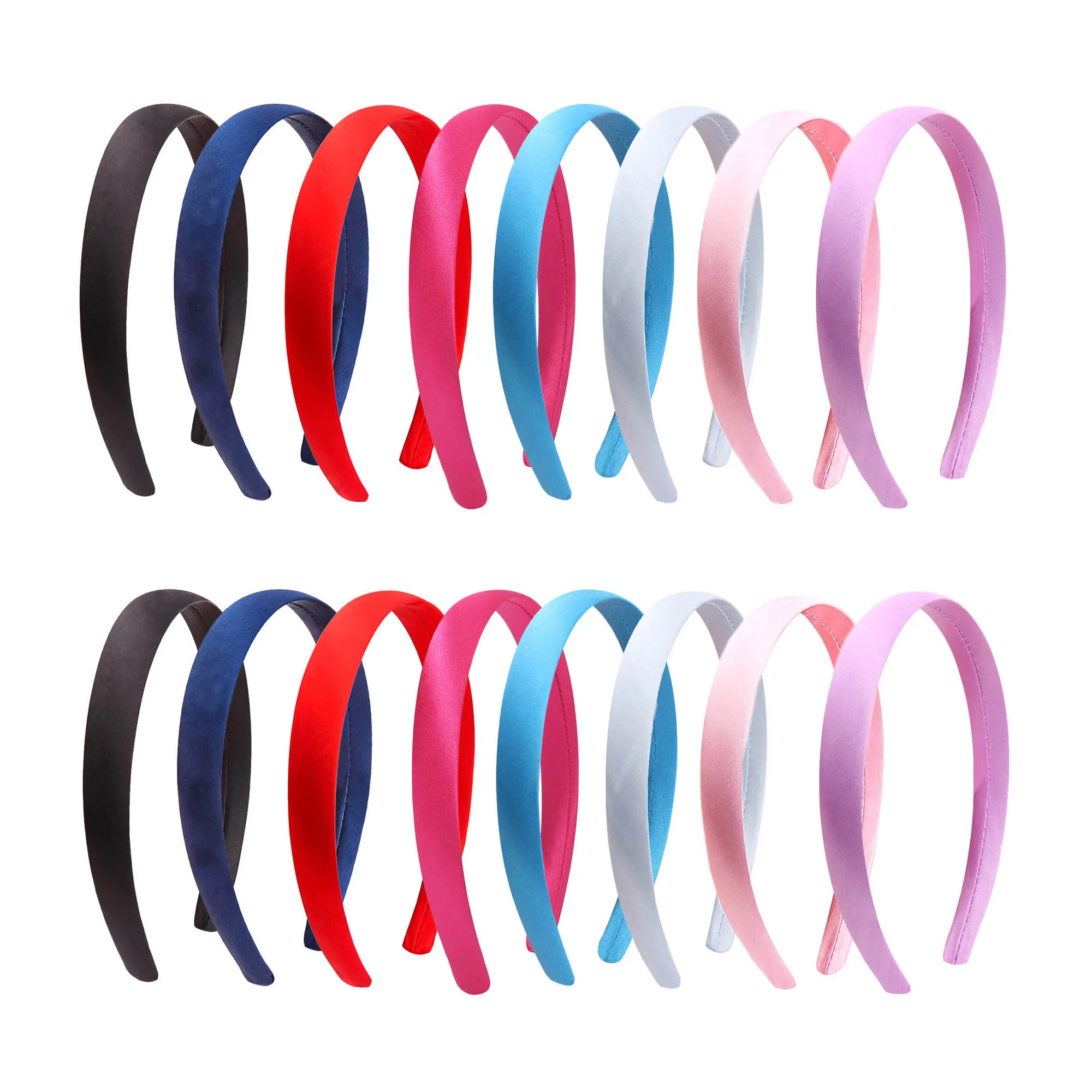 

20pcs 2cm Satin Fabric Covered Headband Wholesale 10 Colors Girls Resin Hairband Plastic Hair Loop DIY Hair Accessories