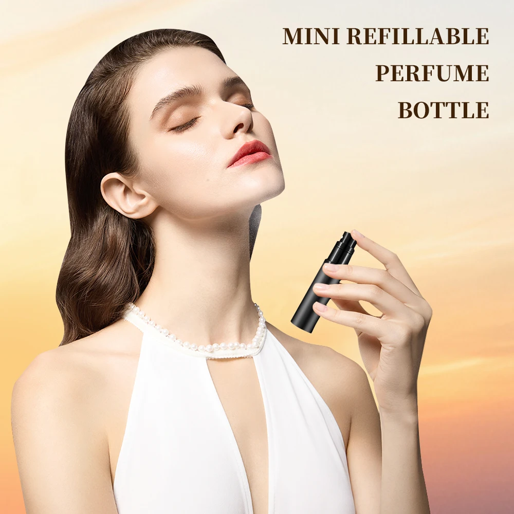 2 uds 5ml negro mate Mini fondo recarga Perfume Spray dispensador botellas esmerilado cosmético recargable Spray atomizador portátil