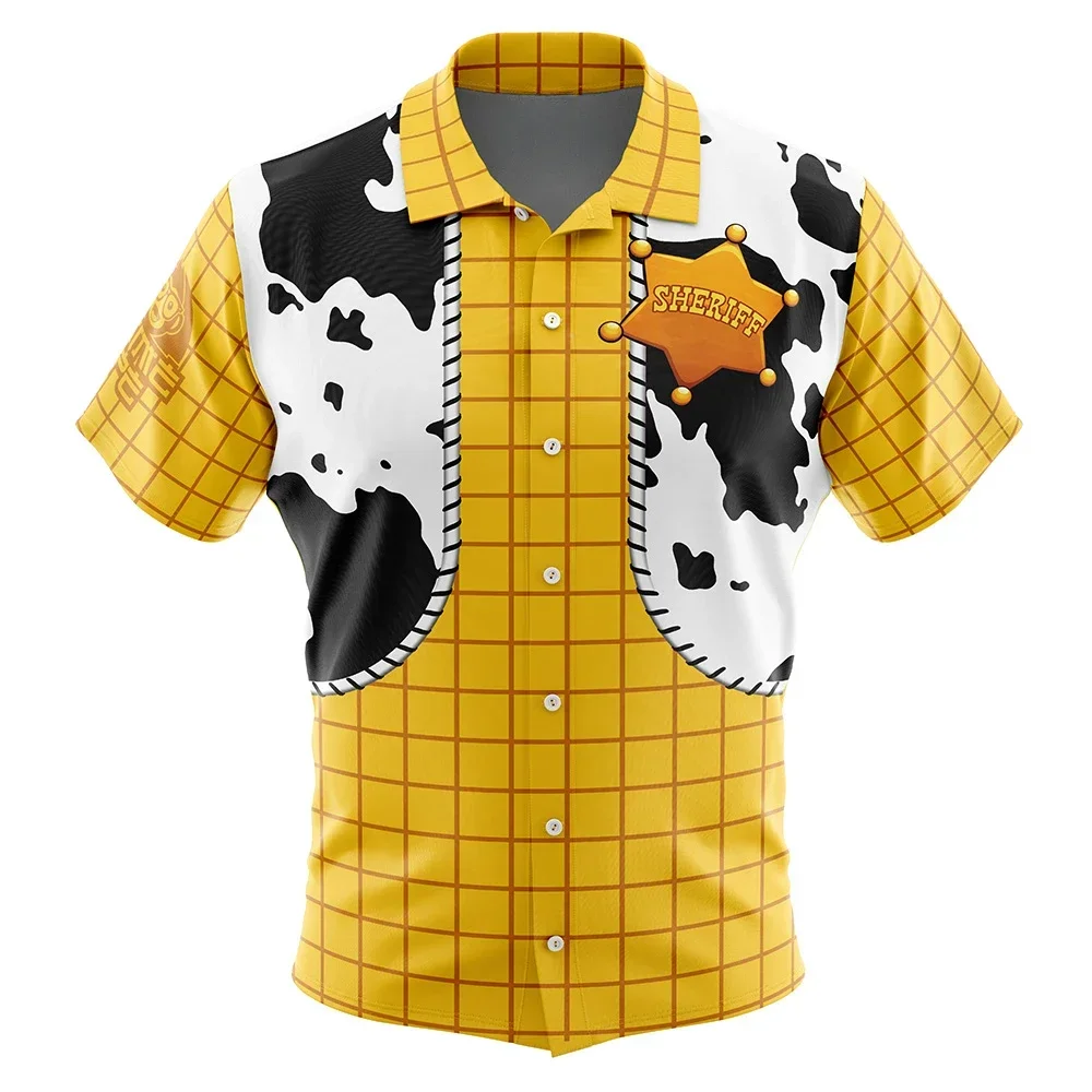 Woody Yellow Shirt Men's Short Sleeve Shirt Graphic 3D Printed Lapel Shirt Men and Women Fashion Tee Short Sleeve Career