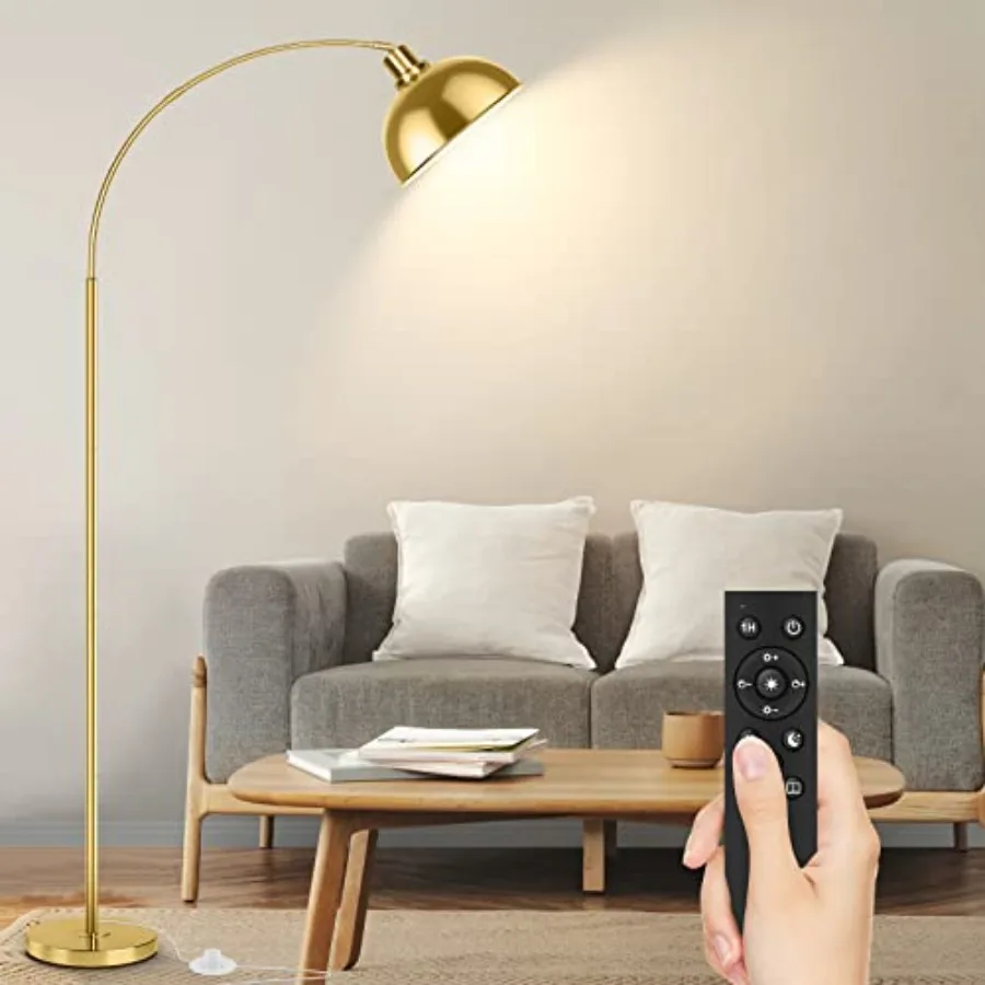 

Arc Floor Lamps for Living Room, Modern Tall Standing Lamp Remote Control, Stepless Dimmable Floor Lamp with Hanging Dome Shade
