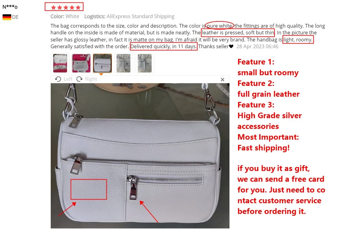 Zency Noble Damen Kleine Umhängetasche 100 % Echtleder Weiß Blau Mode Umhängetasche Geldbörse Beige Hobos Handtasche – Detail 1
