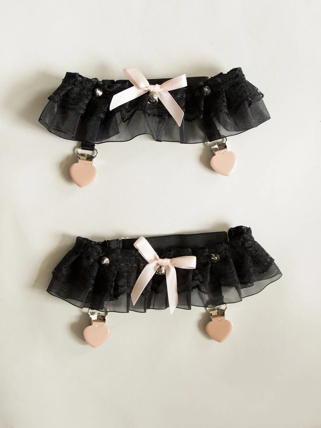 Women Lolita Harajuku Gorgeous Punk Gothic Heart-shape Ring Spikes Elastic Lace Garters Belt Retro Suspender Flower Harness image 3