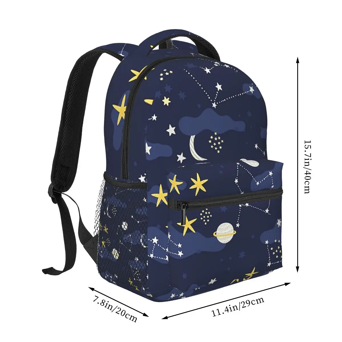 Celestial Moon And Stars Galaxy Student Backpack School Bag Hiking Travel Daypack for Boys Girls Fashion Bookbag Shoulder Bags