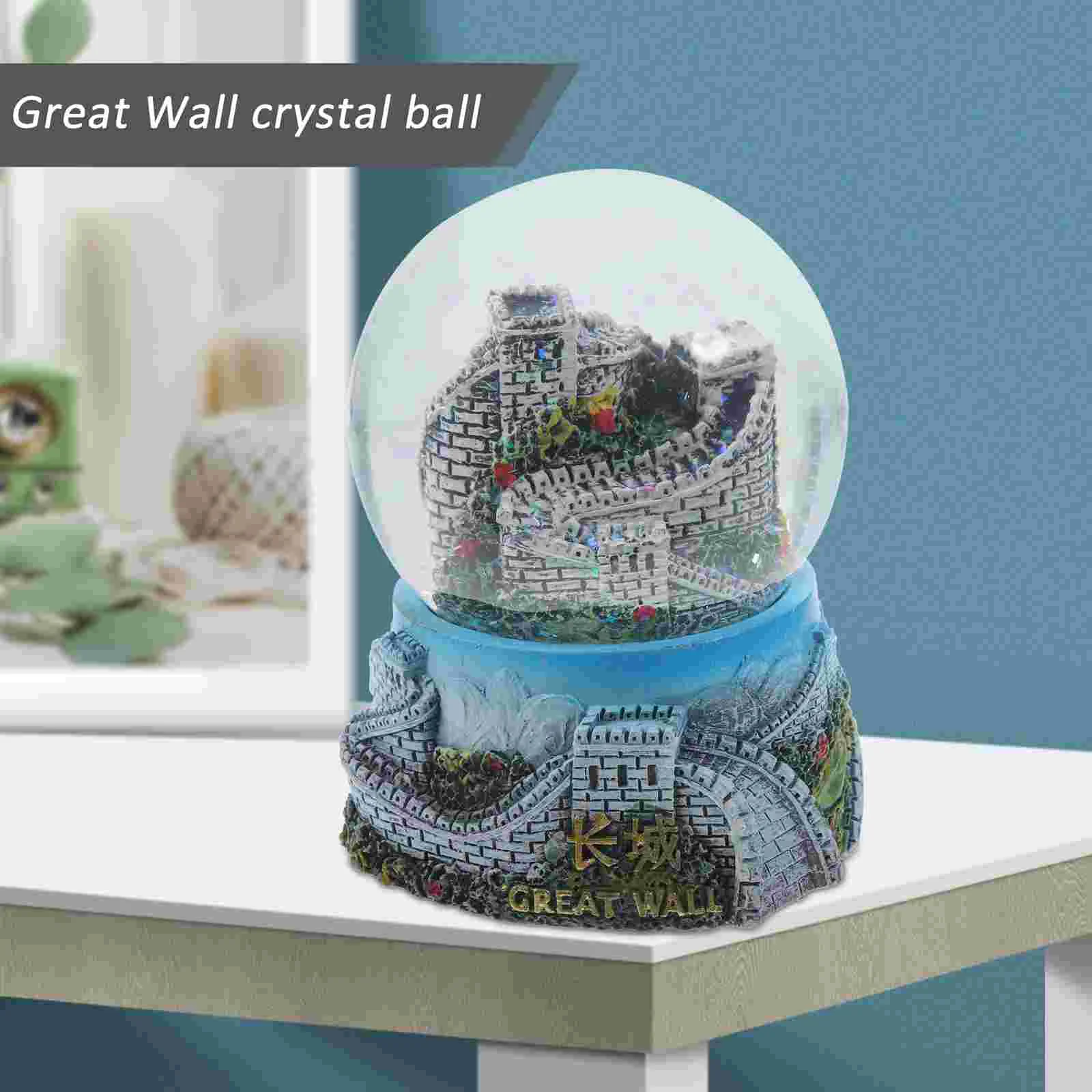 Tabletop Decor Clear Ornaments Great Wall Crystal Ball Tourist Attractions Decorate