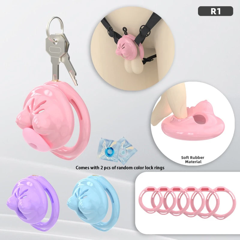 Kunci Keperawanan Mini Baru dari Karet Lunak CB Lock untuk Pria, BDSM, Alat Bantu Seks untuk Sissy dengan Kateter 6 Cincin, Mainan Seks untuk Pria
