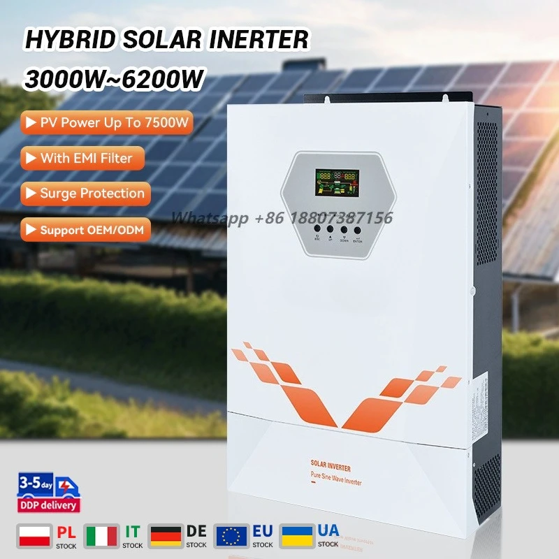 Hybrid Solar Inverter Without Battery 3kw 6.2kw Off Grid DC/AC Solar Inverter 120v 240v Pure Sine Wave Power Inverters