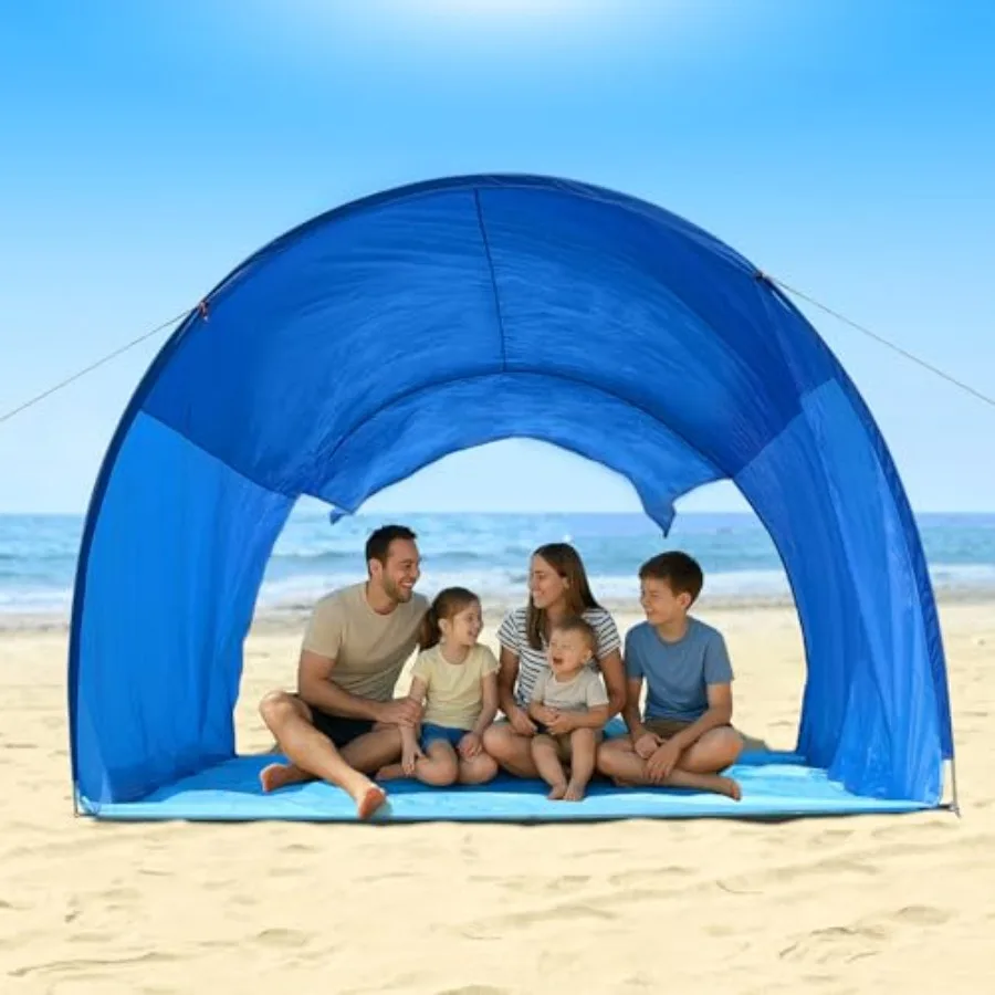 

Beach Shade: Wind-Supported Beach Canopy for Outdoor Use, Polyester Fabric, Navy Blue, UPF 50+ Protection, 7.5ft Tall, Portable