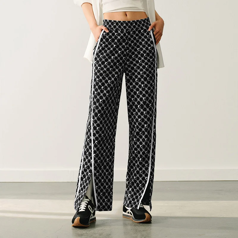 SEMIR-Pantalon Décontracté Marley pour Femme, Vêtement à Jambes Larges, avec Fente Latérale, Taille artificiel astique, Style Sportif FjRetro, pour les Abonnés aux Documents, 2024