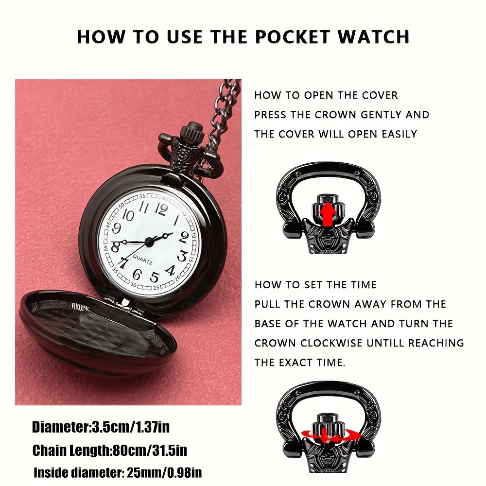 Vintage Exquisite Gothic Eye Pattern Design Mini Pocket Watch, Precise Quartz Movement Watch,Great Clock Gift for Male Female