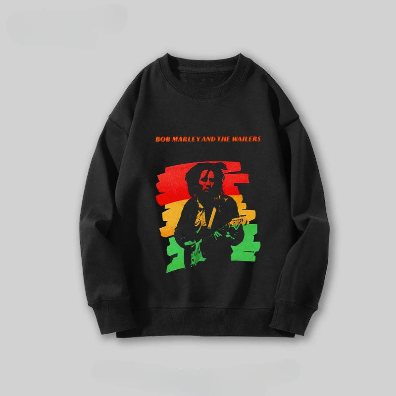 Y2k Bob Marley Reggae Turtle-neck Hoodie Boys and Girls Fall/winter American Retro Niche Street Skateboarding Loose Coat